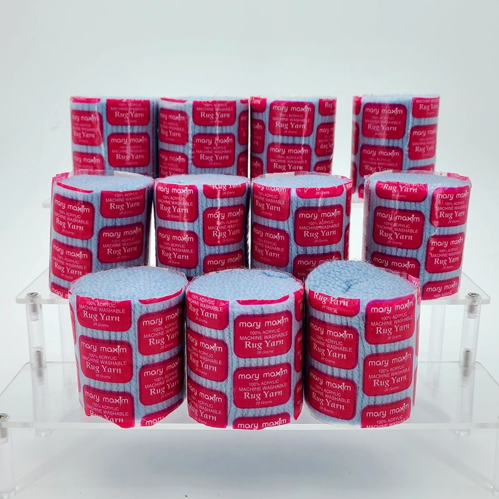11 x Mary Maxim Pre-Cut Latch Hook Rug Yarn 1 oz. Vintage #97 Lt. Blue Lot 5504